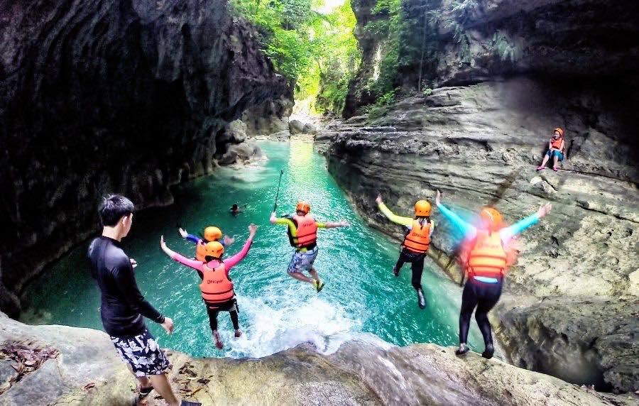 Exhilaration is only a jump away at Matutinao River Kawasan Falls